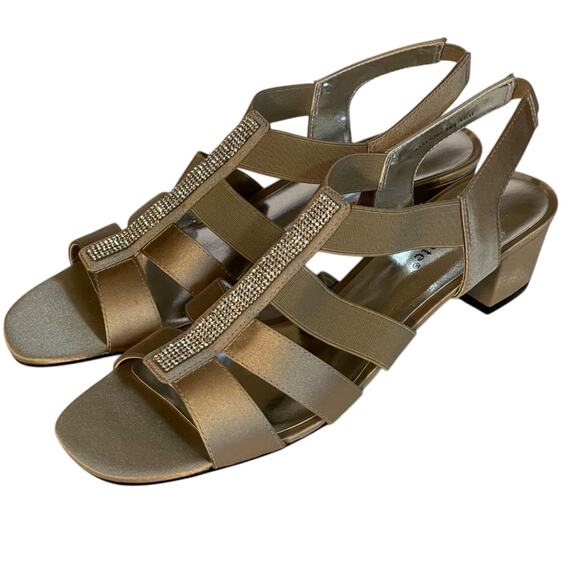 David Tate Eve Champagne Stretch Evening Shoes Size 8SS - Picture 2 of 10